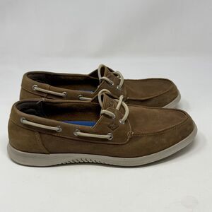 Sperry Top Sider Defender Boat Shoes Mens 9.5 M Brown Leather 2 Eye Moccasins